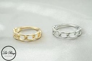 【Lit Ring】18k金銅鍍寬版鎖鍊戒指│金色 簡約 鏤空 圈圈 圓圈 鍊狀 鍊條 鎖鏈 半圈 戒子 戒指 飾品