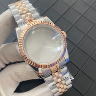 36MM Steel-Rose Watch Case + Watch Strap Set Sapphire Glass Watch Accessories for NH35/36 Movement