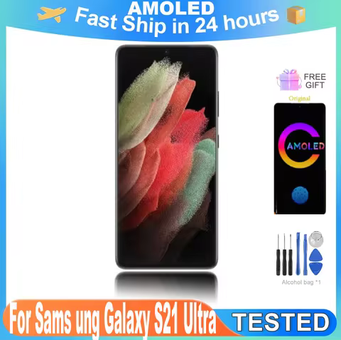 Dynamic AMOLED 120Hz 6.8'' Replacement For Sams ung S21 Ultra 5G LCD Display Touch Screen SM-G998B,