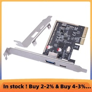 PCIE USB 3.2 GEN2 10G + Type C 10G Adapter PCI Express X4 Expansion Card Riser ASM1142 Chip Controll