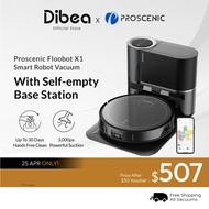 Dibea x Proscenic Floobot X1 Auto Self-Empty Robot Vacuum Cleaner | Sonic Mop &amp; Sweep | 3000Pa Suction | Local Warranty