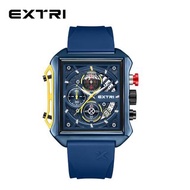 Extri Fashion Men Waterproof Quartz Watch Adjustable Silicone Watch band Date Calendar Blue Colorful Multi Function Qu