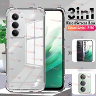 Miếng dán Film thủy tinh cường lực màn hình 3IN1 + ống kính máy ảnh + ốp trong suốt cho Redmi 15 15C