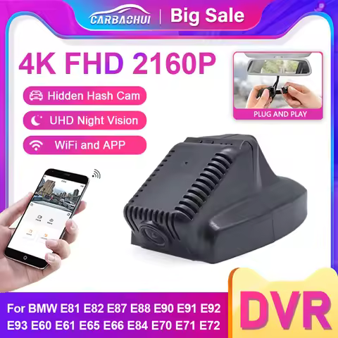 New Plug and Play 4K 2160P Wifi Car DVR Camera Dash Cam For BMW E81 E82 E87 E88 E90 E91 E92 E93 E60 