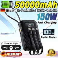 【local stock】50000mah mini powerbank fast charging 150w 3c powerbank ccc power bank built-in 4cable 