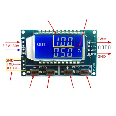 1pcs PWM Signal Generator PWM Pulse Frequency Duty Cycle Adjustable Module LCD Display 1Hz-150Khz 3.