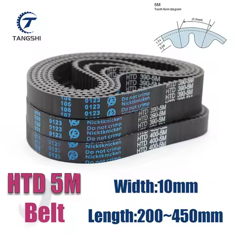 HTD 5M Rubber Timing Belt Width 10mm Length 200 205 210 215 220 225 230 235 240 245 250 255 260 265 