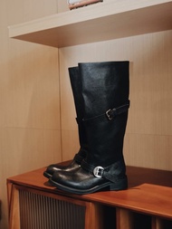 俏皮圓頭 寬筒做舊感騎士靴 長靴 手工製