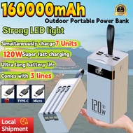 【Ready Stock】120W Power Bank 160000mAh Fast charging Mobile Battery Portable Charger PowerBank 3 Cab