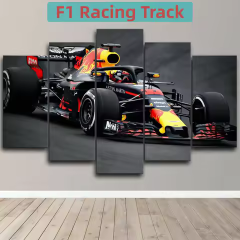 5 Pieces Wall Art Canvas F1 Racing Car Poster Print Living Room Wallpaper Paining Bedroom Home Decor