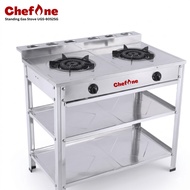 Chefone UGS-8052SG 4.9kW+4.9kW Stainless Steel Double Burner Standing Gas Stove | High-Performance D