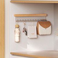 Non-drilling Solid Wood 8-hook 12-hook Clothes Hanger, Extendable Slide Rail, No Installation Storag