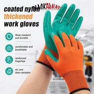 BLACKFUNNY 6Pair Nitrile-Coated Nylon Thickened Orange Green Protective Gloves Breathable and Wear-R