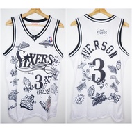 NBA CLASSIC HWC TATTOO SIXERS 3 ALLEN IVERSON WHITE 97/98 MITCHELL&NESS BASKETBALL JERSEY