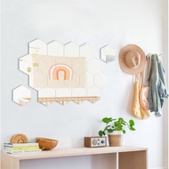 HIASAN DINDING Mirror Sticker Wall Decoration Anti-Shatter Hexagon Paste Glass Sticker Hexagonal Mirror Wall Decoration Sticker Acrylic