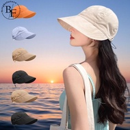 Japan Sunhat Women Uv Protection Sunscreen Simple Empty Top Outdoor Shell Hat Big Brim Female Fashion Cap