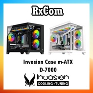 INVASION D-7000 MICRO ATX TEMPERED GLASS CASE WITH 6 ARGB FAN ( BLACK / WHITE )