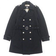 成色極佳的BURBERRY BLACK LABEL羊絨混紡風衣，飾有 Nova 格紋襯裡和品牌標誌紐帶。尺寸 L。正品。男士。