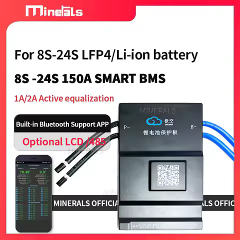 Jikong 8S-24s Li-ion 24V 48V LFP4 14S 16S 15S 150A 1a 2a Active equalization smart Support bluetooth
