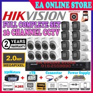 HIK HIKVISION 2MP Full Set 16-CHANNEL HD 1080P CCTV 16CH DVR + Camera + Hard Disk + Power Supply + C