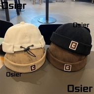 OSIER Brimless Hat, Corduroy C Letter Kids Docker Cap,  Warm Fabric Adjustable Design Solid Color Hi