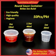 Plastic Sauce Cup Round Container with Lid 1oz /1.5oz /2oz Bekas Sos Plastik Bulat Bersama Penutup