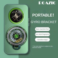 Luxury Metallic Aurora Color Phone Case For Realme 12+ 5G With Rotatable Gyro Stand Matte Hard Shock