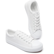 FRACORA Womens White Synthetic Leather Sneakers,Low Top White Shoes,Casual Tennis Shoes