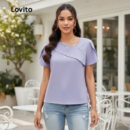 Lovito Asymmetrical Morandi Color Series Blouse for Women L132ED539\6