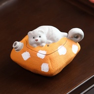 Yixing Zisha Teapot Creative Lucky Cat Special-Shaped Teapot Ornaments Hand-Painted Teapot Fair Cat 