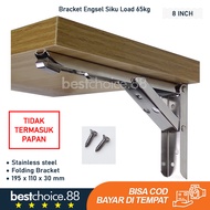 [ENGSEL SIKU] Bracket Engsel Siku Stainless Load 65kg 10 12 14 Inch 2 PCS [TIDAK TERMASUK PAPAN] / Folding Bracket / Engsel Lipat / Engsel Meja / Bracket Meja Dinding - JM007 / Bestchoice