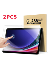 2入組屏幕保護貼-三合一鋼化玻璃膜,適用於三星galaxy Tab S9 Plus S9 Fe S8 Ultra S7 S6 Tab A9 A7 Tab A,防刮、高清、防爆
