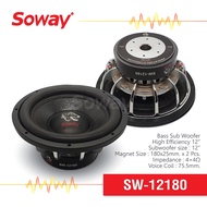 Subwoofer ซับวูฟเฟอร์ ขนาด 12นิ้ว แม่เหล็ก 180x20mm 2200W แม่เหล็ก 2ชั้น 4+4Ω โครงหล่อโครเมี่ยม 1ดอก เครื่องเสียงติดรถยนต์ Soway SW-12180