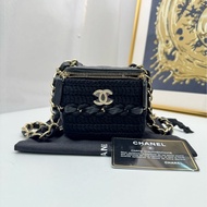 【99❤️】Chanel 22c黑金編織鏈條小盒子 化妝盒 斜挎包