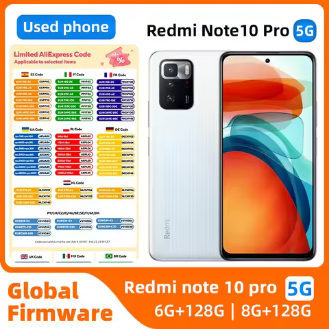 Redmi note 10 pro Android 5G Unlocked 6.6 inch 8GB RAM 128GB ROM All Colours in Good Condition Origi