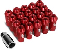 DNA MOTORING LN-T7-014-15-RD Red J2 Engineering 7075 Aluminum M12X1.5 20Pcs L: 50mm Open End Lug Nut