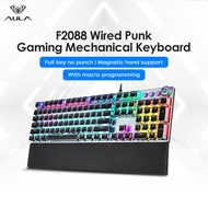 AULA F2088 Punk Mechanical Gaming Keyboard Hot-swappable Keyboard 22 Backlit 108 Keys, Programmable, USB Plug and Play, with Removable Wrist Rest, for PC/Laptop Green Switch/ Black Switch/ Tea Switch
