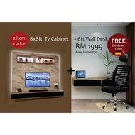 Package Promotion 5 (2 item 1 price) : 8ft x 8ft TV Cabinet + 6ft Wall Desk with free Designer Chair