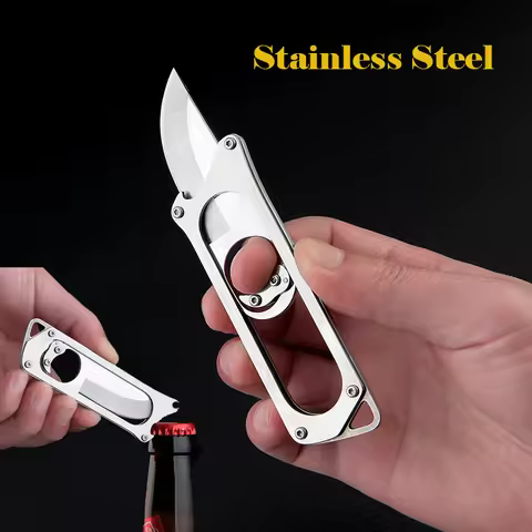 MINI Stainless Steel Sliding Blade Knife Originality Edge Outdoor Camping Hand Meat 7Cr Steel Knife 