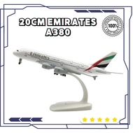 20cm Emirates Airbus A380 with Wheel Landing Gear Metal Aircraft Replica Diecast Collectible Display