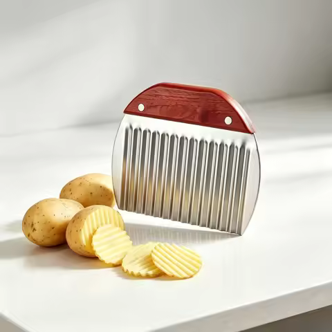 Stainless Steel Wavy Potato Cutter Home Kitchen Crinkle Slicer for Cucumber Sweet Potato Veggie Cutt