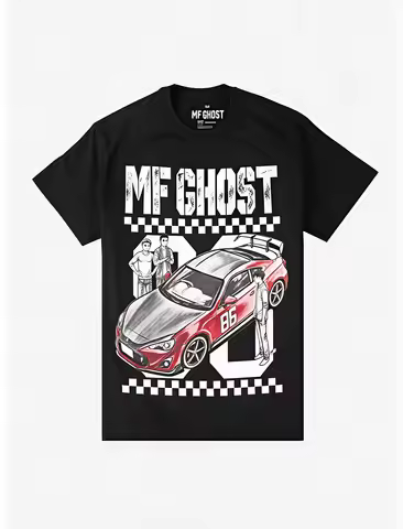 Men Summer Round Neck T-Shirt MF Ghost AE86 Racing Car Graphic Print Casual Short Sleeve Tees Street