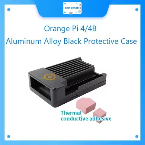 Orange Pi Aluminum Alloy Black Protective Case+Thermal conductive adhesive,Suitable for Orange PI4/4