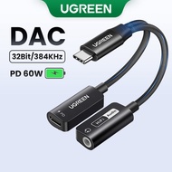 UGREEN 2 in 1 DAC USB Type C to 3.5mm Suond Card Charging Adapter Compatible with Macbook iPad Pro S