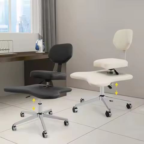 Adjustable Cross Legged Office Chair 130kg Load Capacity Criss Cross Chair with 5 Wheels Meditation 