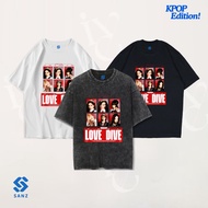SANZ kpop IVE oversize & slimfit stonewash washed tshirt black white longsleeve IVE-3