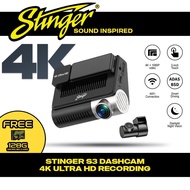 Stinger S3 Dashcam 4K Ultra HD Dual Camera Car Recorder + FREE 128GB Card