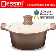 DESSINI ITALY XWB-24 Die Cast Aluminium Non Stick Casserole Pot Bowl Deep Fry Pan Induction Cookware