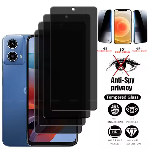 4Pcs For Moto G34 Glass Moto G34 Tempered Glass Phone Protective HD 9H Privacy Anti-Spy Glue Screen 