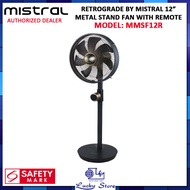 RETROGRADE BY MISTRAL MMSF12R 12” METAL STAND FAN WITH REMOTE, 12 SPEED SELECTIONS, LED DISPLAY, 2 YEARS WARRANTY